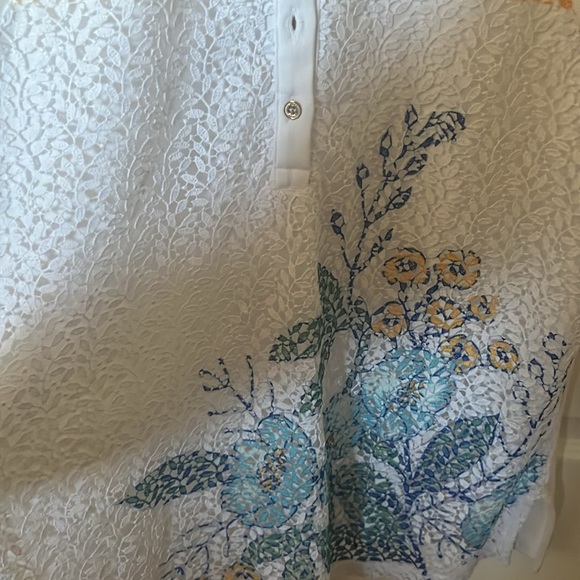 Authentic U.S Polo Assn. White Collar With Mesh Flower Detailing Tank Top - Picture 2 of 4